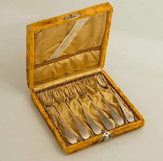Six Cased Sterling Silver Forks