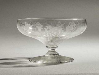 Locke Art Glass Footed Compote in Pineapple & Grape Pattern