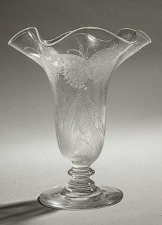 Locke Art Glass Vase in Butterfly & Wheat Pattern
