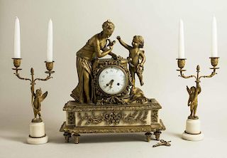 Tiffany & Co Mantle Clock and Garnitures