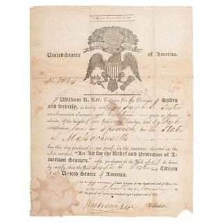 Official Seaman's Protection Certificate, Dated 1806