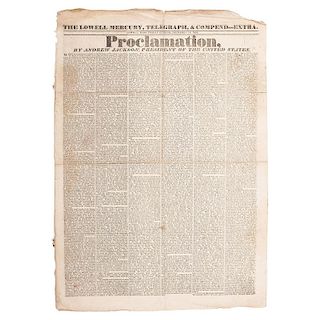 The Lowell Mercury, Telegraph, & Compend--Extra, Andrew Jackson's Proclamation Regarding the Nullification Crisis with South 