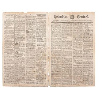Columbian Centinel, Two Issues, 1791 & 1792, Incl. Ratification of the Bill of Rights