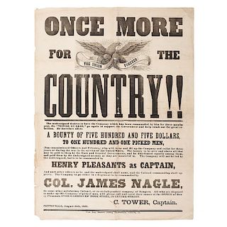 Pennsylvania Civil War Recruitment Broadside, Once More for the Country!, August 1861