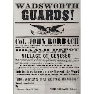 Wadsworth Guards, Civil War Recruitment Broadside for the 104th New York Infantry