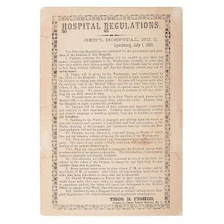 Confederate Hospital Regulations. Gen'l Hospital, No. 3, Lynchburg, Virginia, 1863 Broadside