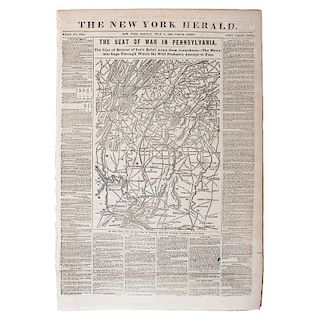 The New York Herald Reporting on the Progression of the Battle of Gettysburg, July 6, 1863