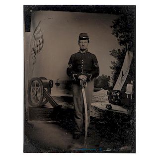 Civil War Quarter Plate Tintype of Armed Cavalryman