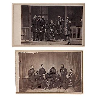 Generals Winfield Scott and W.T. Sherman and Their Staffs, Two CDVs by Brady