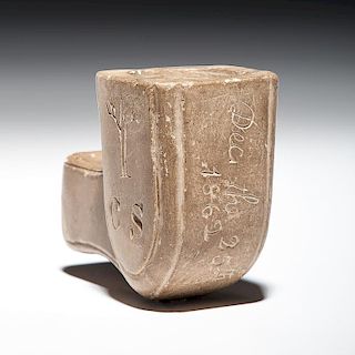 Confederate POW Cotton Stone Folk Art Pipe Likely Carved at Gratiot Street Prison, Missouri