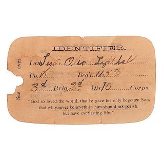 Civil War Paper ID Tag Identified to POW Sergeant Oliver Lighthall, 115th New York Volunteers
