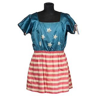 19th Century Women's Satin Patriotic US Flag Costume