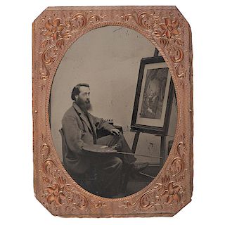 Quarter Plate Tintype of Photo Colorist