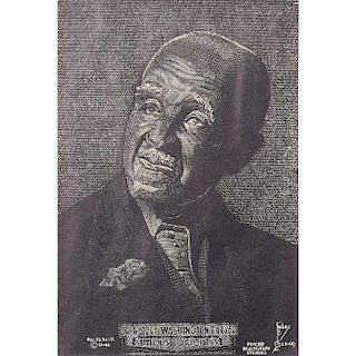 George Washington Carver "Psycho Beautigraph Etching" by Artist Felix B. Gaines, 1946