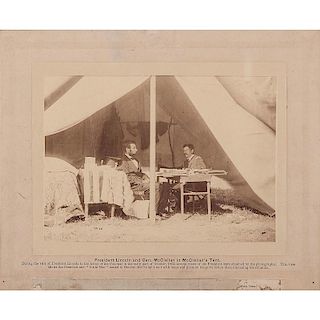 Abraham Lincoln & George McClellan at Antietam, Albumen Photograph by Alexander Gardner