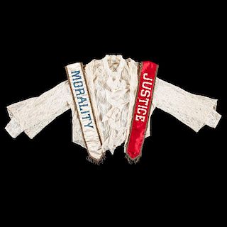 Mary Andrews Suffrage Collection, Incl. Carrie Chapman Catt ALS, Parade Jacket, Blouse, and "Justice" & "Morality" Sashes, Pl