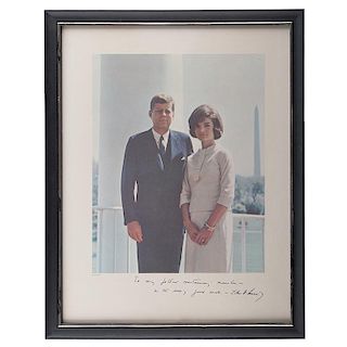 John and Jacqueline Kennedy, Photograph Signed and Inscribed by the President