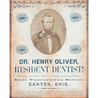 19th Century Advertising Broadside Promoting Canton, Ohio Dentist
