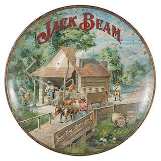 Jim Beam Advertisement, Exceptionally Large Lithographed Tin Charger