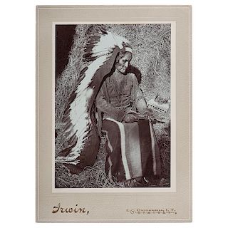 Irwin Boudoir Photograph of Apache Chief Geronimo Displaying a Revolver