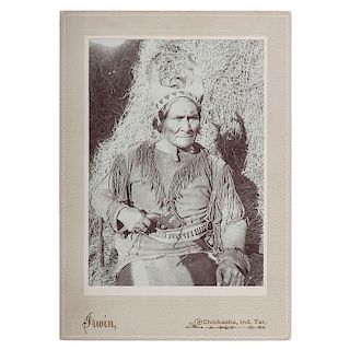Irwin Photograph of Apache Chief Geronimo Displaying a Revolver
