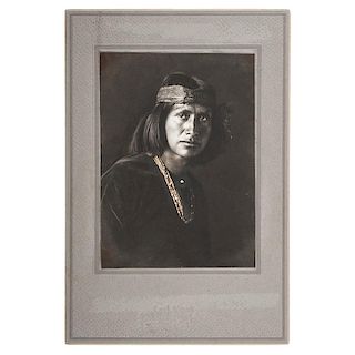 Carl Moon Boudoir Card Photograph of Cho-bah-begey, or The Wolf, Navajo