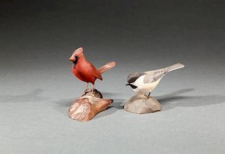 Miniature Cardinal and Chickadee