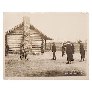 Annie Oakley Mammoth Photograph by Underwood & Underwood Showing Her Shooting an Orange from Dog's Head