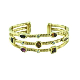 David Yurman 18 Karat YG Colored Stone Bracelet