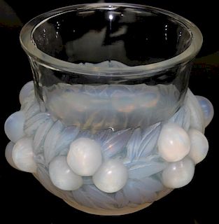 R. Lalique "Prunes" vase, opalescent and clear
