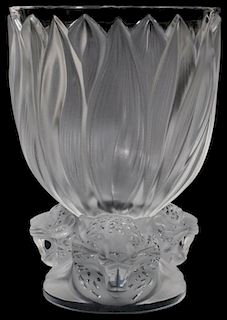 Lalique France "Three Jaguars" Vase