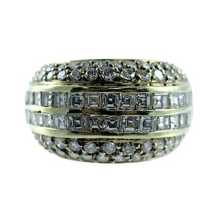 18 Karat YG Round Diamond and Baguette Ring