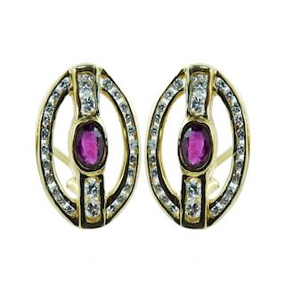 Stunning 14 Karat Ruby & Diamond Earings 2.20cts
