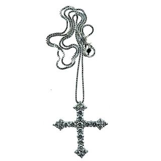Contemporary 14 Karat Diamond Cross Necklace