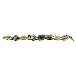 Victorian Gold Charm Bracelet - 8 Charms