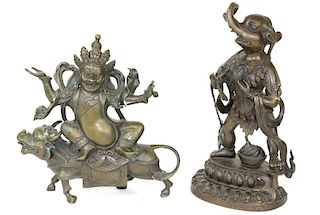 (2) Two Chinese Bronze Godess