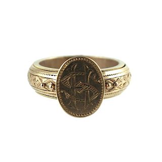 Victorian 14K Yellow Gold Bishops Remembrance Ring