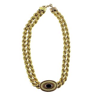 Italian Victorian Antique 18K Garnet Necklace