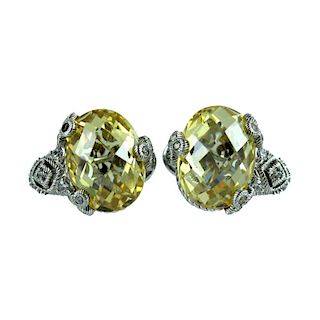 Judith Ribka Sterling Silver Gemstone Earrings