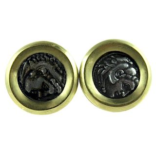 Contemporary 18K Ancient Greek Coin Cufflinks