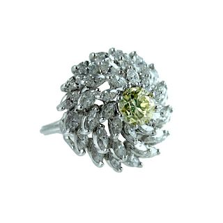 1950's Platinum and Fancy Color Diamond Ring, GIA