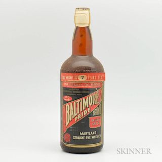 Baltimore Pride Straight Rye Whiskey 7 Years Old 1935, 1 quart bottle