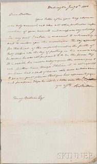 Baldwin, Abraham (1754-1807) Autograph Letter Signed, 8 January 1804. Single folio format laid paper leaf, inscribed on one s
