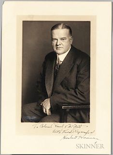 Hoover, Herbert (1874-1964) Signed Photograph. Black-and-white photograph signed and inscribed to Paul V. McNutt (1891-1955),