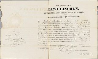 Lincoln, Levi (1749-1820) Four Signed Documents, 1829-1830. Four paper military commissions, typographically printed and fulf