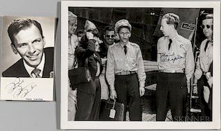 Sinatra, Frank (1915-1998) Two Signed Photographs, One Unsigned. Small black-and-white postcard image of Sinatra, signed at t