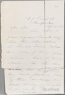 Stowe, Harriet Beecher (1811-1896) Autograph Letter Signed, 12 September 1883. Single leaf of laid paper inscribed over one p