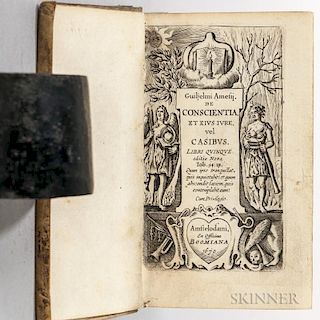 Ames, William (1576-1633) De Conscientia, et eius Iure vel Casibus. Amsterdam: Boomiana, 1670. 12mo engraved title, contempor