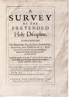 Bancroft, Richard (1544-1610) A Survey of the Pretended Holy Discipline. London: Printed by Richard Hodgkinson, living in Tha