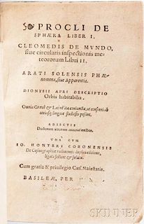 Honter, Johannes (1498-1549) De Cosmographiae Rudimentis.